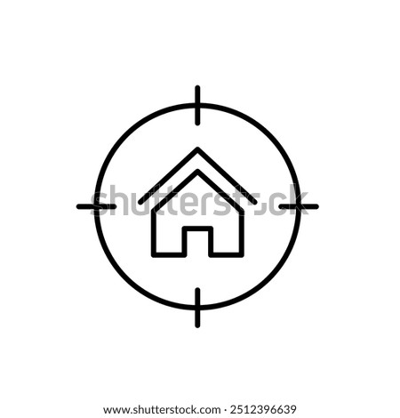 House in target. Precise search for a specific property. Real estate deals. Pixel perfect vector icon