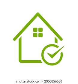 house and task completed icon. checklist home icon. vector illustrations.