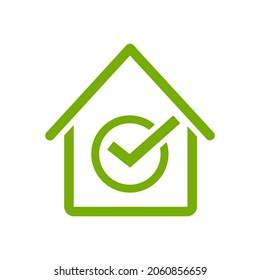 house and task completed icon. checklist home icon. vector illustrations.