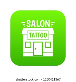 House tattoo salon icon green vector isolated on white background