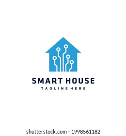 House tech connection logo design vector icon