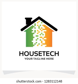 House Tech Digital Logo Design Template Inspiration