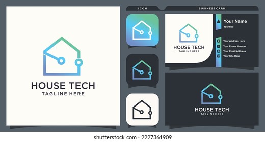 House tech logo design for business and technology Premium Vector