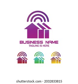 House Tech logo with signal symbol vector illustration