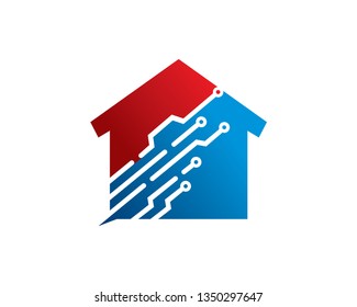 House Tech Logo Template, Icon, Symbol - Vector