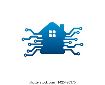 House Tech Logo Template, Icon, Symbol