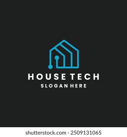 house tech logotipo ícone vetor ilustração no fundo preto