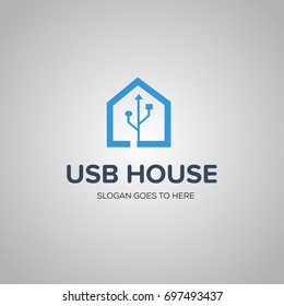 house techno  home logo vector template