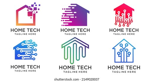 House Technology Digital Home icon set Logo Design Template