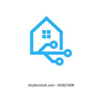 House Technology Digital Home Logo Design Template