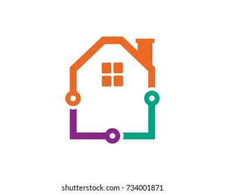 House Technology Logo Template Design Vector, Emblem, Design Concept, Creative Symbol, Icon