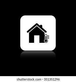 House temperature - black vector icon on the white button