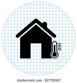 House temperature -  black vector icon