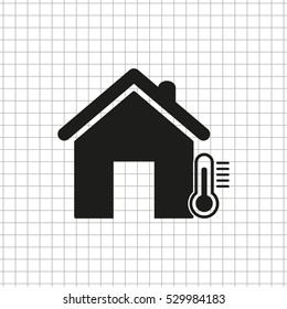 House temperature -  black vector icon