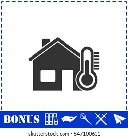 House temperature icon flat. Simple vector symbol and bonus icon