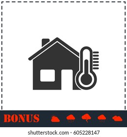 House temperature icon flat. Simple vector symbol and bonus icon