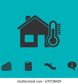 House temperature icon flat. Simple vector symbol and bonus icon