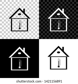 House temperature icon isolated on black, white and transparent background. Thermometer icon. Vector Illustration