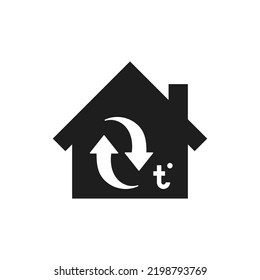 House Temperature Icon. Monochrome Black And White Symbol