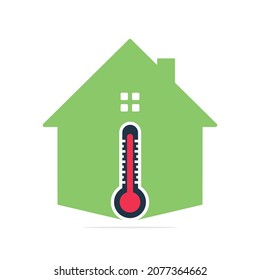 House Temperature Icon And Thermometer Icon Vector. Illustration Of The Temperature In The House.