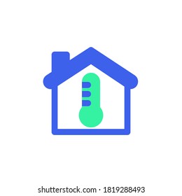 House temperature icon vector,  smart home climate control filled flat sign, home with thermometer bicolor pictogram, green and blue colors. Symbol, logo illustration