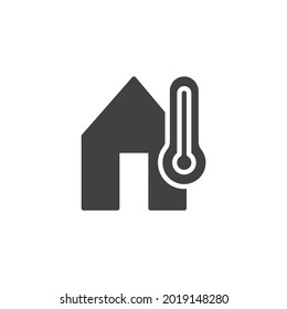 House temperature vector icon. filled flat sign for mobile concept and web design. Home and thermometer glyph icon. Symbol, logo illustration. Vector graphics