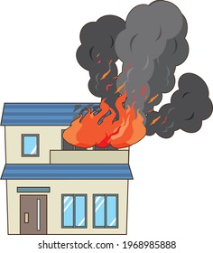 A house that catches fire from the second floor