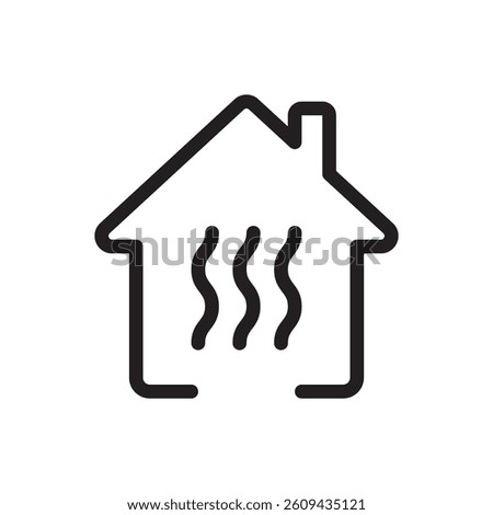 House thermal heating flat outline icon vector illustration. Isolated on white background. Editable stroke, pixel perfect 48 x 48