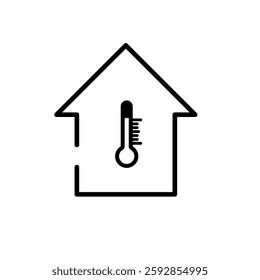  house with thermometer, home temperature, heating - vector icon