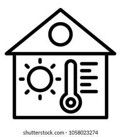 A house with thermometer and  sun concept of home temperature system 