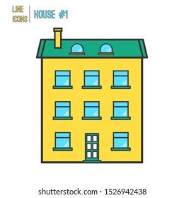 House Thin Icon Building Vector Real estate Thin Line Icon. Multi-storey High-rise building House Vector Thin Icon. Minimal House Apartment Linear Icon Web Interface Element Vector Illustration