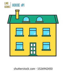 House Thin Icon Building Vector Real estate Thin Line Icon. Multi-storey High-rise building House Vector Thin Icon. Minimal House Apartment Linear Icon Web Interface Element Vector Illustration