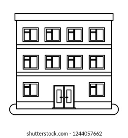 House in thin line style on white background. Vector illustration.
