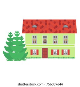 house and three spruce