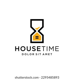 House time hourglass logo vector icon illustration	
