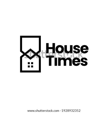 house time hourglass monoline logo vector icon illustration