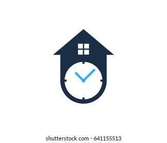 House Time Icon Logo Design Element