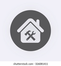 House with tool icon in circle . Vector illustration