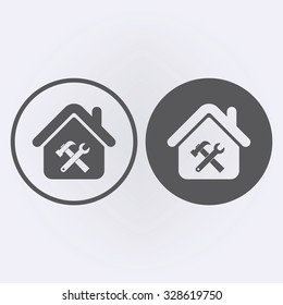 House with tool icon set in circle . Vector illustration