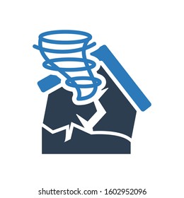 House tornado damage icon, Tornado symbol for your web site , logo, app, UI design