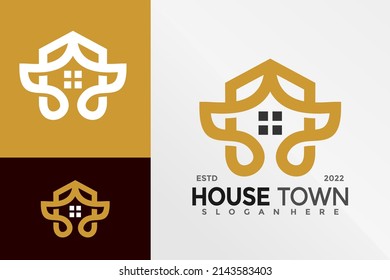 Plantilla de ilustración de vectores de logotipos de ciudades de casa