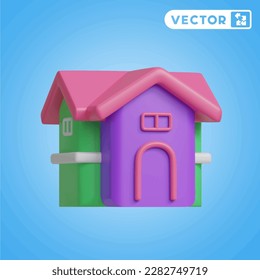 house toy 3D vector icon set, on a blue background
