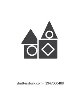 House toy blocks vector icon. filled flat sign for mobile concept and web design. Wooden building blocks glyph icon. Symbol, logo illustration. Pixel perfect vector graphics