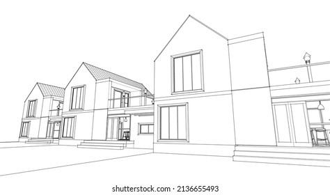house traditional architecture 3d illustration