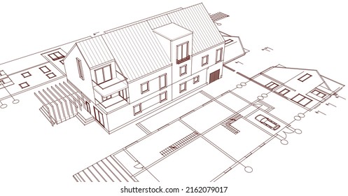 house traditional architecture 3d rendering