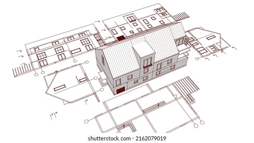 house traditional architecture 3d rendering