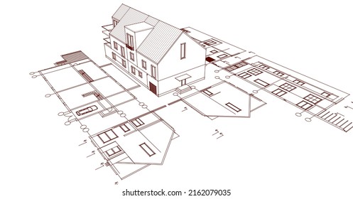 Hausarchitektur 3D-Rendering