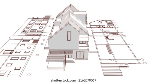 house traditional architecture 3d rendering