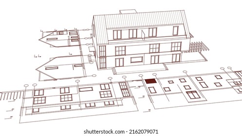house traditional architecture 3d rendering