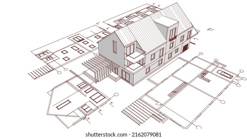 house traditional architecture 3d rendering